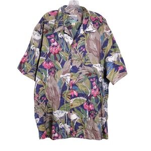 Reyn Spooner XXL Egyptian Cotton Floral Button Front Collared Short Sleeve Shirt